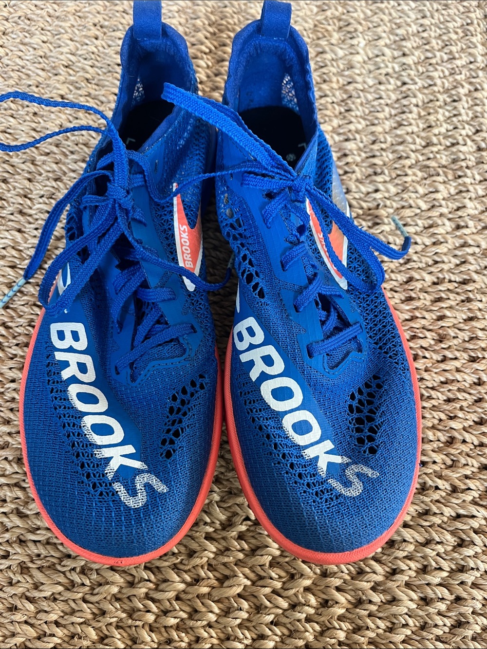 Brooks Blue Hyperion Elite Spikes Running Shoes with Coral Accent